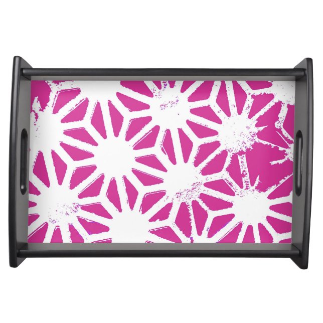 Fuchsia geometric pattern serving tray (Front)