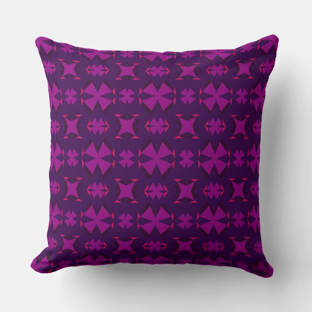 Fuchsia Geotech: A Vibrant Abstract Geometric Text Throw Pillow (Front)