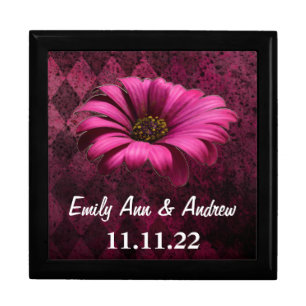 Fuchsia Gerber Daisy Wedding Anniversary Jewelry Box