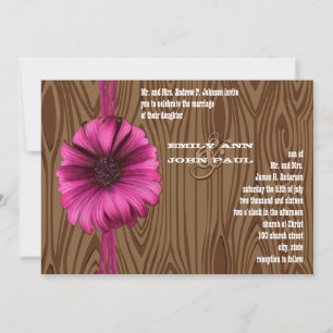Fuchsia Gerber Daisy Wedding Invite