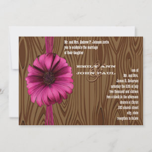 Fuchsia Gerber Daisy Wedding Invite