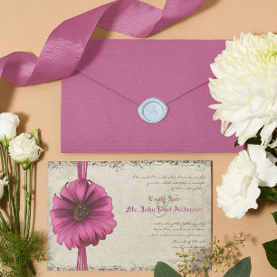 Fuchsia Gerber Daisy Wedding Invite