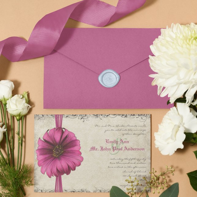 Fuchsia Gerber Daisy Wedding Invite (Creator Uploaded)