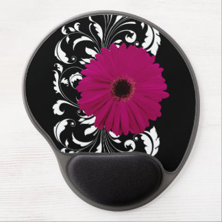 Fuchsia Gerbera Daisy with Black and White Swirl Gel Mouse Pad