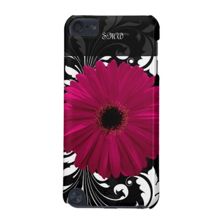 Fuchsia Gerbera Daisy With Black And White Swirl Ipod Touch 5g Cover