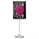 Fuchsia Gerbera Daisy with Black and White Swirl Table Lamp