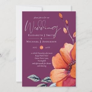 Fuchsia Ginger Autumn Fall Wedding Invites Envl.