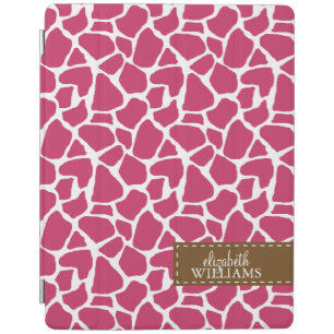 Fuchsia Giraffe Pattern Personalized iPad Smart Cover