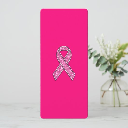Fuchsia Glitter Style Pink Ribbon Awareness (Standing Front)
