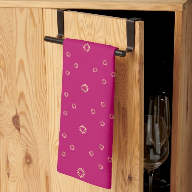 Fuchsia | Golden Zinnia Sun Kitchen Towel (Thirds Fold)