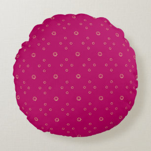 Fuchsia   Golden Zinnia Sun Round Pillow