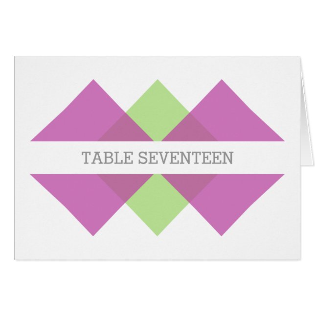 Fuchsia Green Geometric Triad Table Number Card (Front Horizontal)