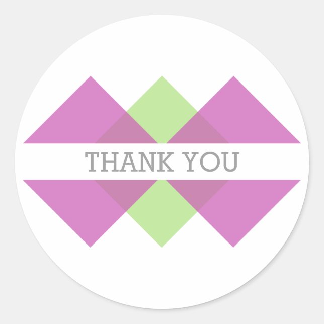Fuchsia Green Geometric Triad Thank You Stickers (Front)