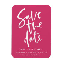 Fuchsia Handwritten Modern Save the Date Magnet