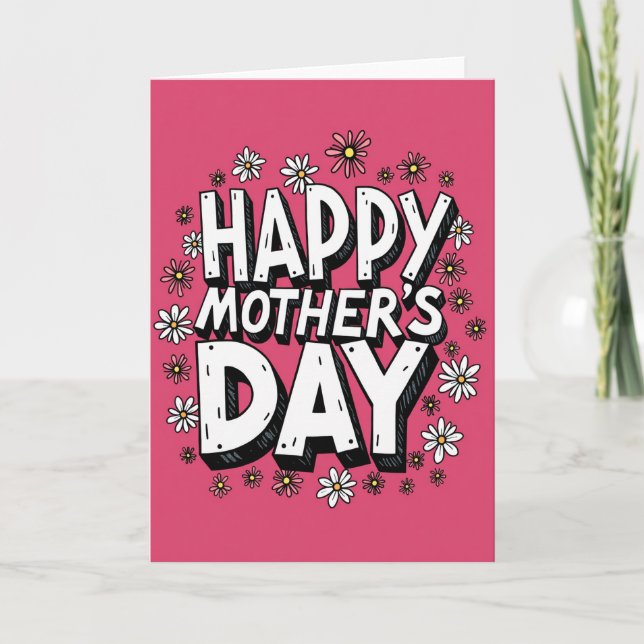 Fuchsia Happy Mothers Day Texture Card (Front)