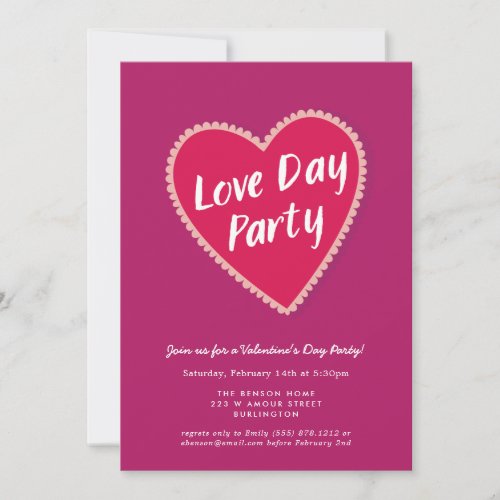 Fuchsia Heart Chocolate Box Valentines Day Party Invitation