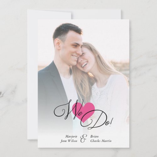 Fuchsia Heart Classic Romantic Two Photos Wedding Save The Date