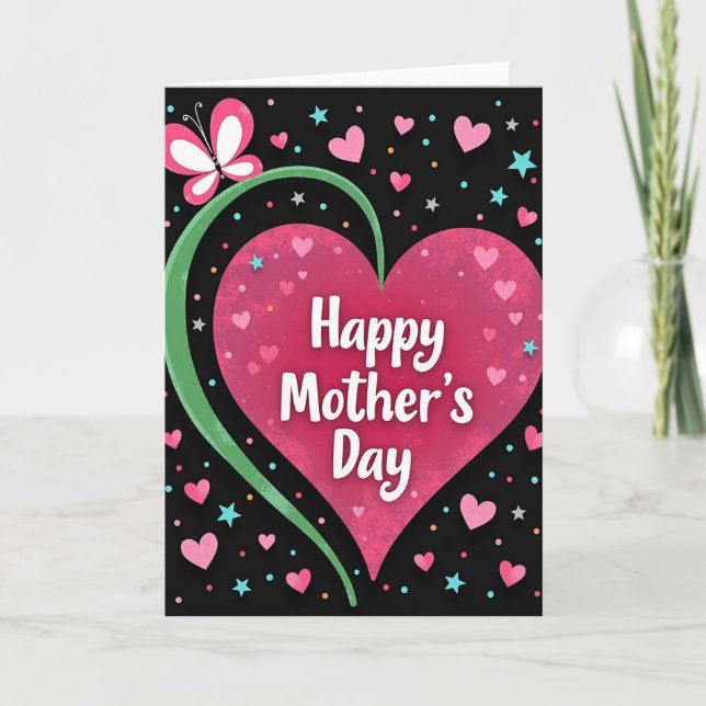Fuchsia Heart Mothers Day Art Card (Front)