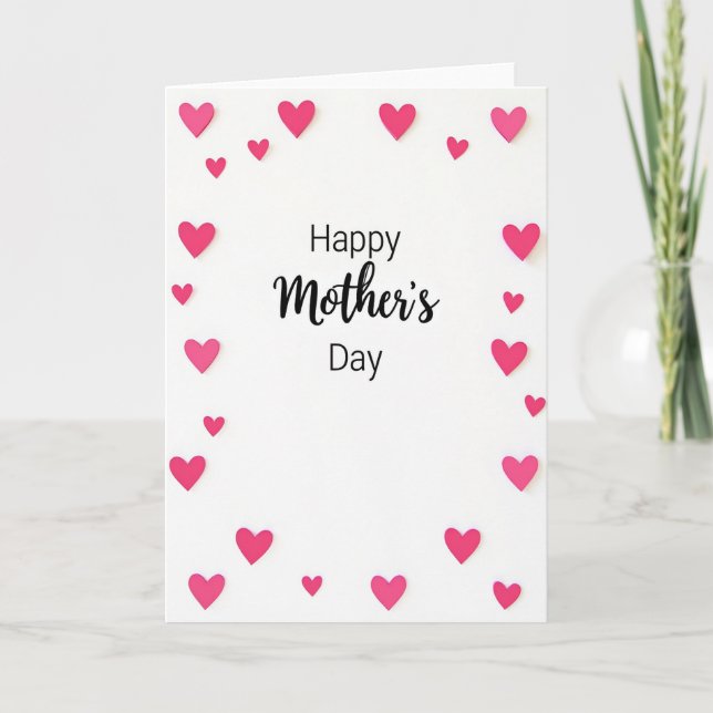 Fuchsia Heart Mothers Day Card (Front)