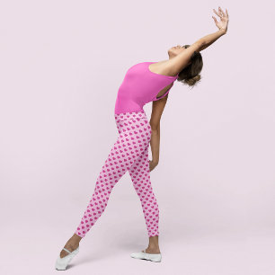 Fuchsia Heart Pattern Pastel Pink Valentine Leggings