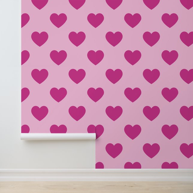 Fuchsia Heart Pattern Pink Preppy Aesthetic y2k Wallpaper (Application)