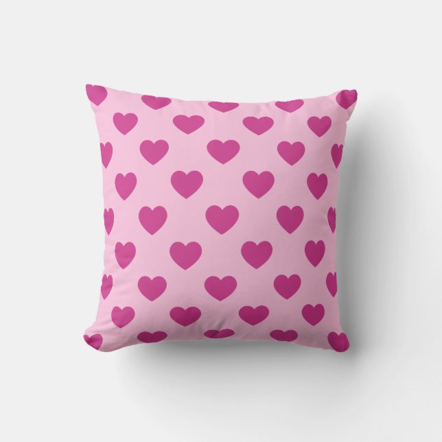 Fuchsia Heart Pattern Pink Preppy y2k Aesthetic  Throw Pillow (Front)