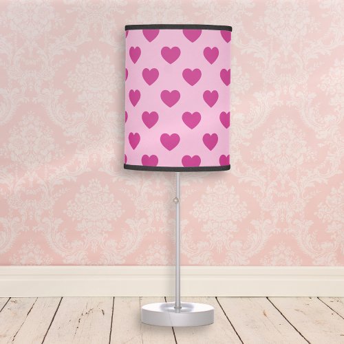 Fuchsia Heart Pattern Pink Preppy y2k Table Lamp