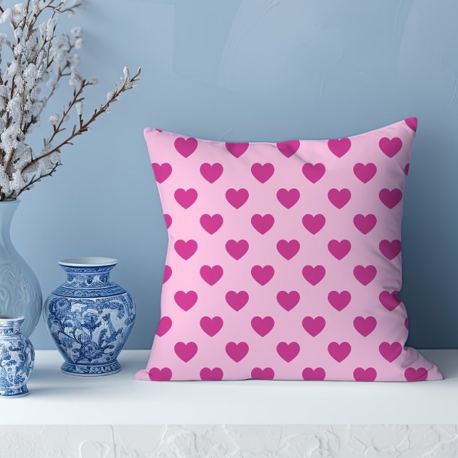 Fuchsia Heart Pattern Pink Preppy y2k Throw Pillow (Creator Uploaded)