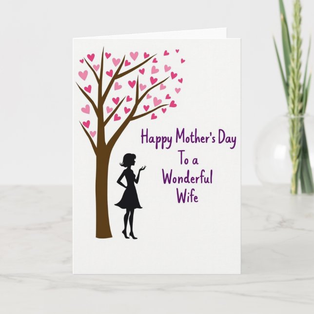 Fuchsia Heart Tree Mothers Day Card (Front)
