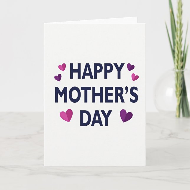 Fuchsia Hearts Mothers Day Card (Front)