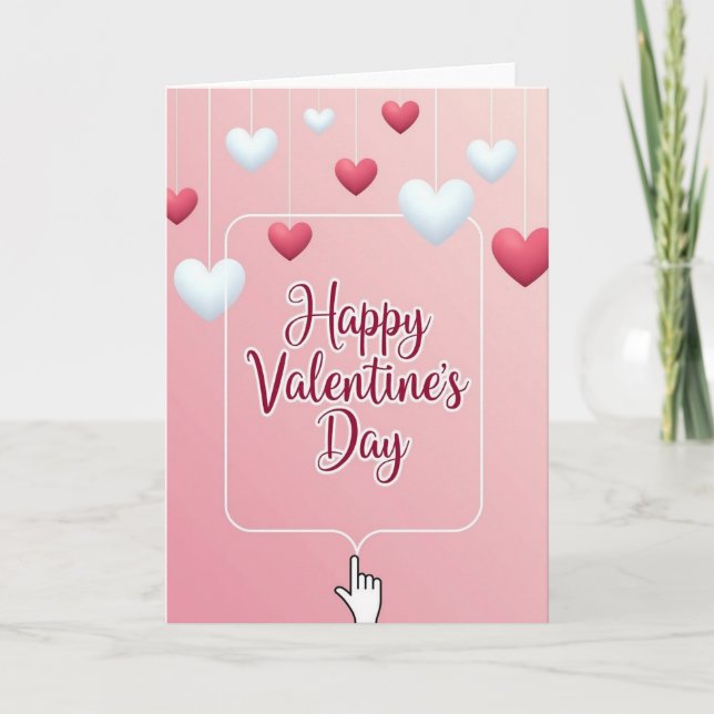 Fuchsia Hearts Valentines Day Card (Front)