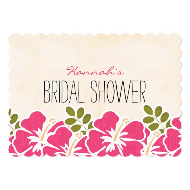 Fuchsia Hibiscus Hawaiian Themed Bridal Shower Invitation
