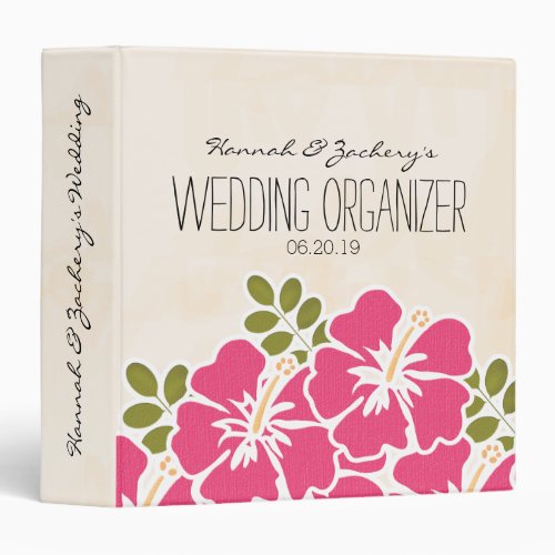 Fuchsia Hibiscus Hawaiian Wedding Organizer Binder