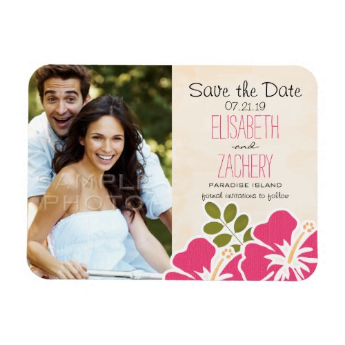 Fuchsia Hibiscus Photo Save the Date Magnet