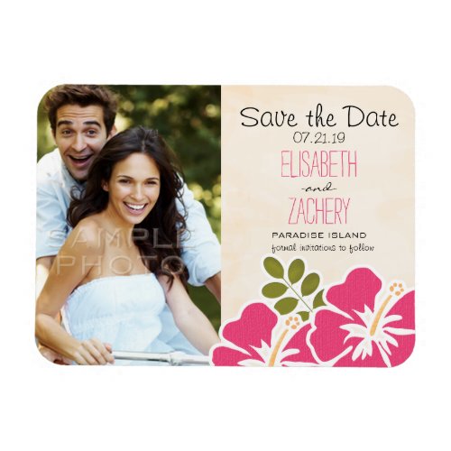 Fuchsia Hibiscus Tropical Save the Date Magnets
