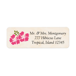 Fuchsia Hibiscus Tropical Themed Hawaiian Label