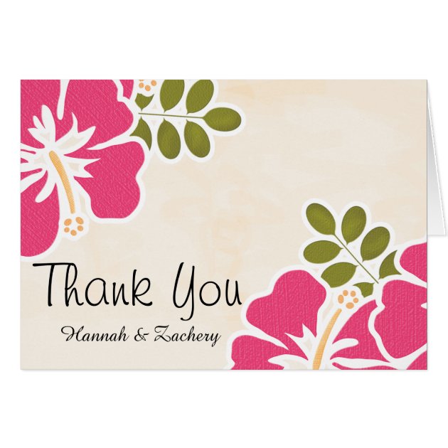 Fuchsia Hibiscus Wedding Thank You Notes Cards