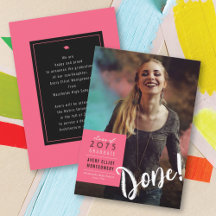 Fuchsia Hot Pink Minimalist Box Graduation Photo