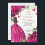 Fuchsia Hot Pink Roses Floral Quinceañera Sweet 16 Invitation<br><div class="desc">Personalize this boho chic vibrant fuchsia / hot pink floral Quinceañera / Sweet 16 birthday invitation easily and quickly. Simply click the customize it further button to edit the texts, change fonts and fonts colors. Featuring fuchsia roses, butterflies and a girl dressed in a glittery fuchsia ball gown. Matching items...</div>