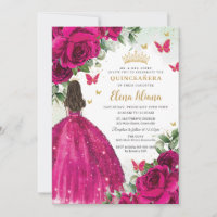 Fuchsia Hot Pink Roses Floral Quinceañera Sweet 16