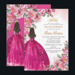 Fuchsia Hot Pink Roses Floral Quinceañera Sweet 16 Invitation<br><div class="desc">Personalize this elegant blush, pink and fuchsia floral Quinceañera / Sweet 16 birthday invitation easily and quickly. Simply click the customize it further button to edit the texts, change fonts and fonts colors. Featuring blush, pink, fuchsia roses and a girl dressed in a glittery fuchsia ball gown. Add extra details...</div>