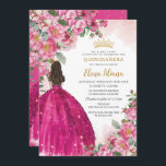 Fuchsia Hot Pink Roses Floral Quinceañera Sweet 16 Invitation<br><div class="desc">Personalize this elegant blush, pink and fuchsia floral Quinceañera / Sweet 16 birthday invitation easily and quickly. Simply click the customize it further button to edit the texts, change fonts and fonts colors. Featuring blush, pink, fuchsia roses and a girl dressed in a glittery fuchsia ball gown. Add extra details...</div>