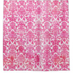 Fuchsia Hot Pink Watercolor Damask Shower Curtain at Zazzle