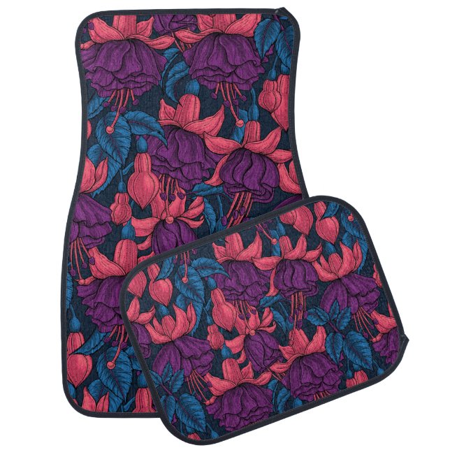 Fuchsia in blue and purple car floor mat (Set)
