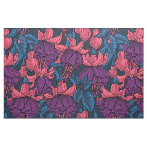 Fuchsia in blue and purple fabric