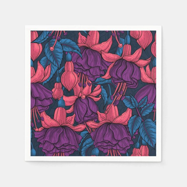 Fuchsia in blue and purple napkins (Front)