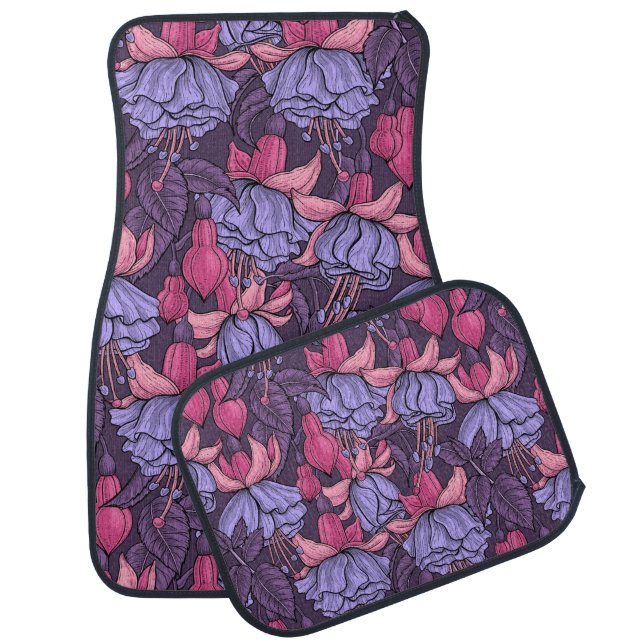 Fuchsia in pink and violet car floor mat (Set)