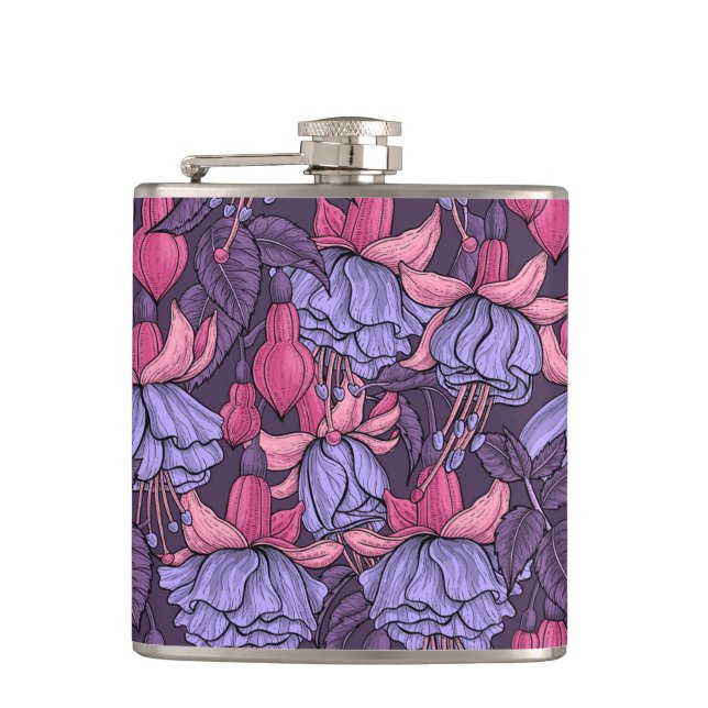 Fuchsia in pink and violet flask (Front)