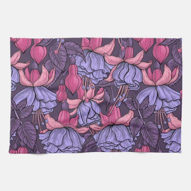 Fuchsia in pink and violet kitchen towel (Horizontal)