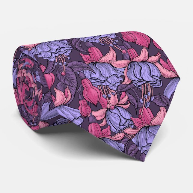 Fuchsia in pink and violet neck tie (Rolled)